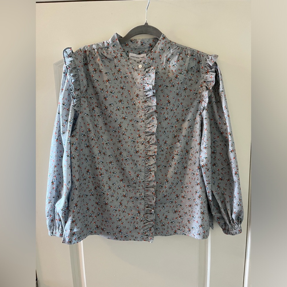 Something Navy | NWT Floral Ruffle Shirt
